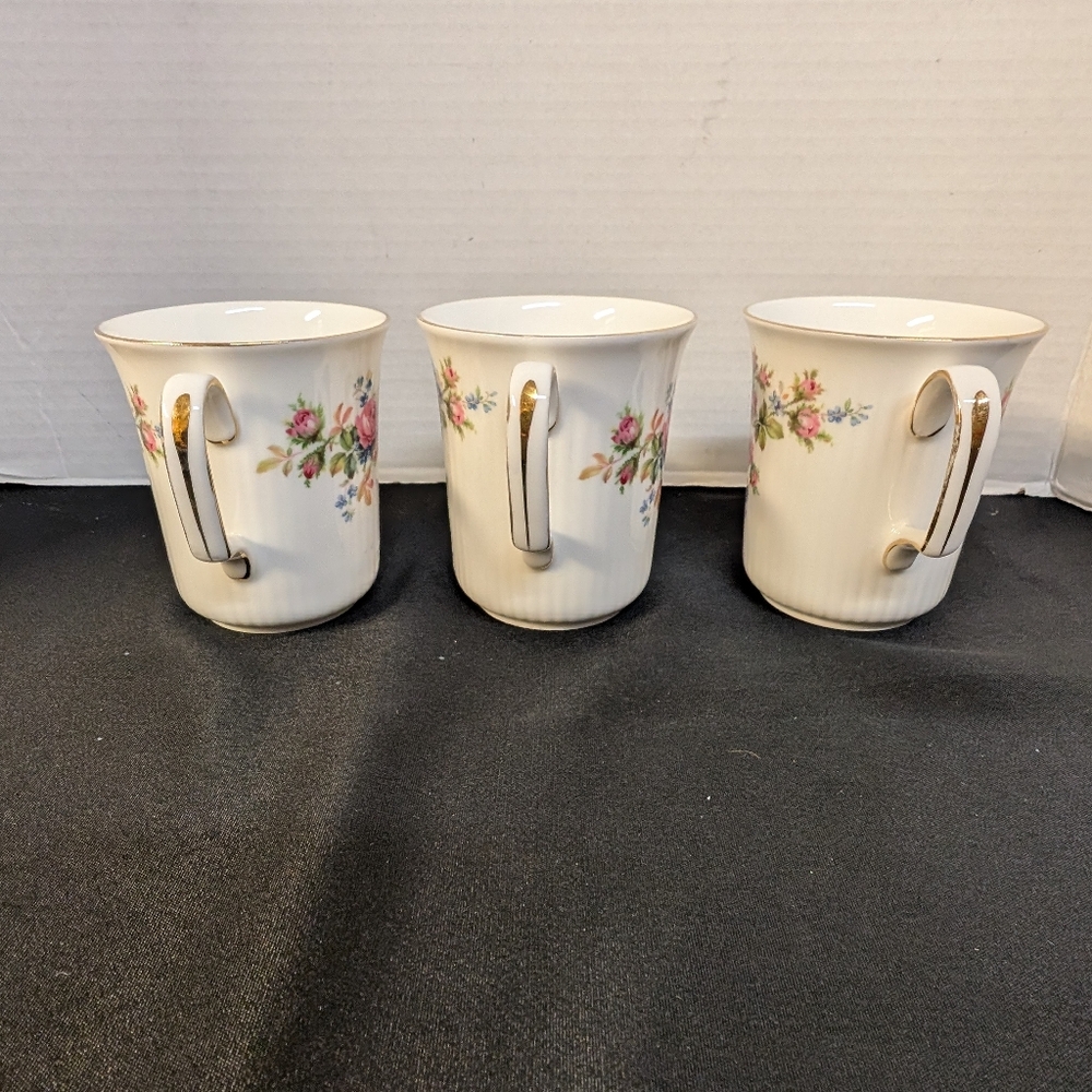 Royal Albert Moss Rose Bone China England Coffee Tea Mugs Cups set, lot of 3 - Picture 15 of 16
